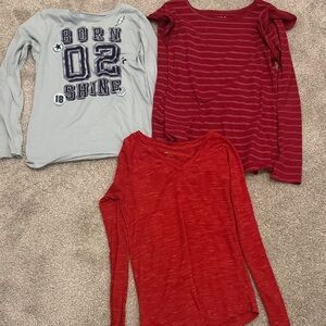 Red and Gray Kids Long Sleeve Tops